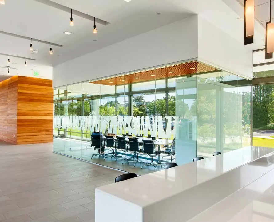 Bright office presentation space