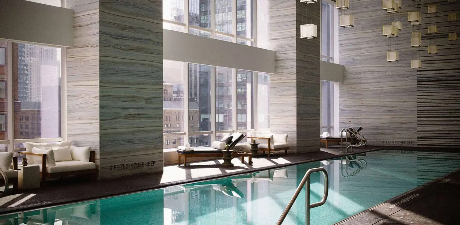 Luxury residential pool deck and lounge